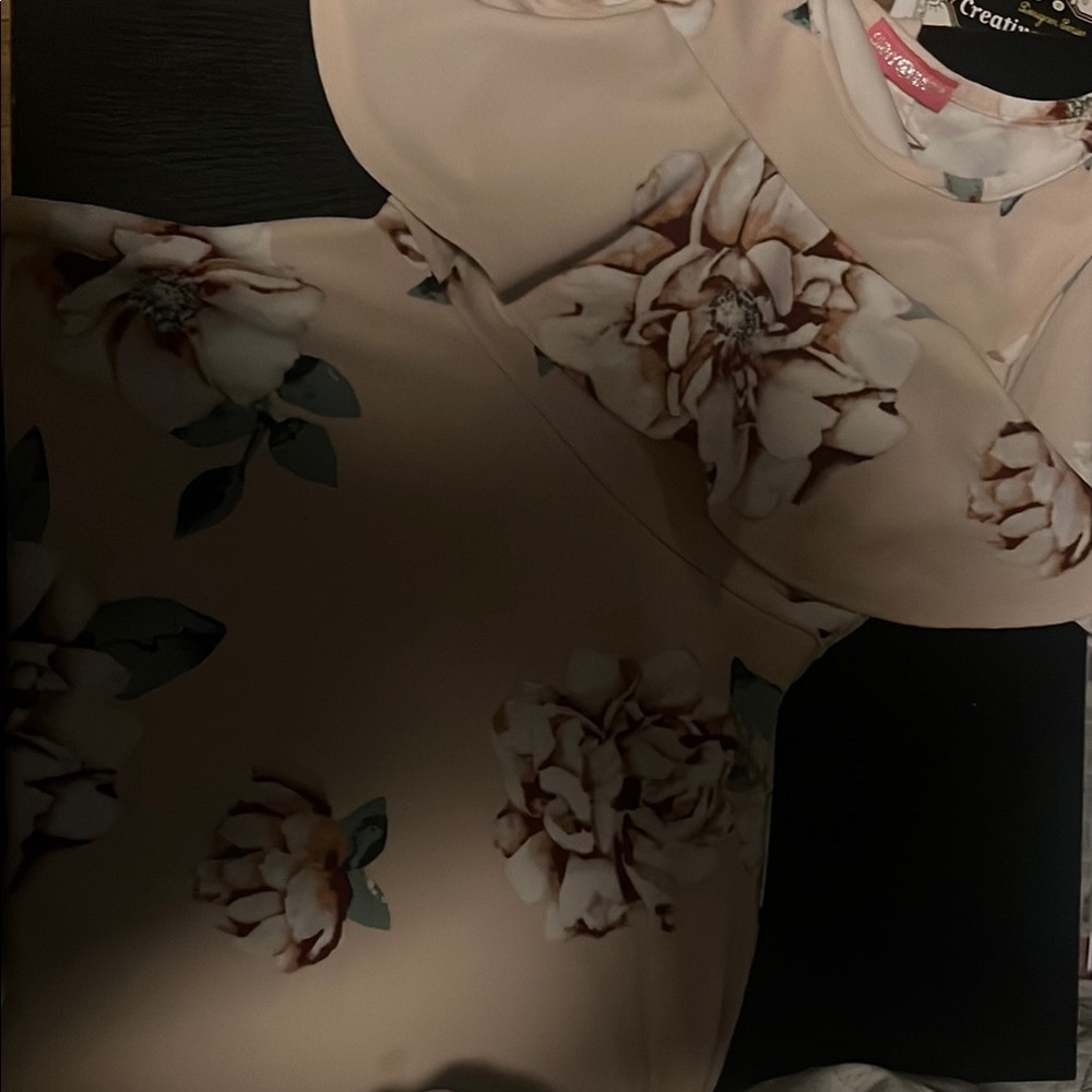 Floral Kids Casual Dress - Cream